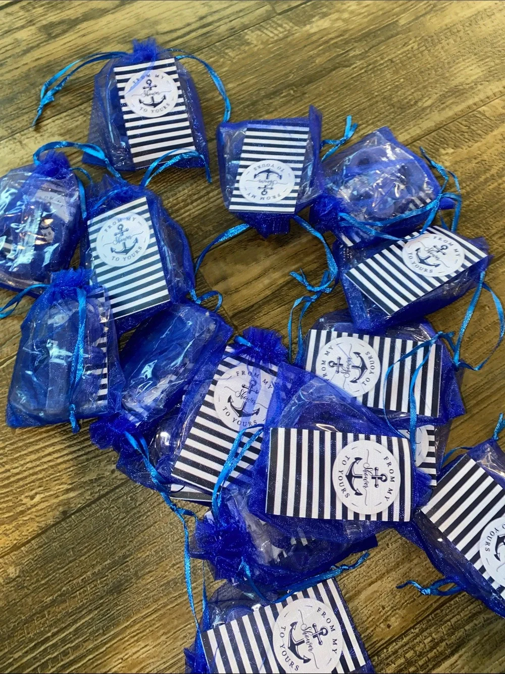 Nautical Blue Organza Favor Bags with Anchor bar soap– Pack of Party favors 17